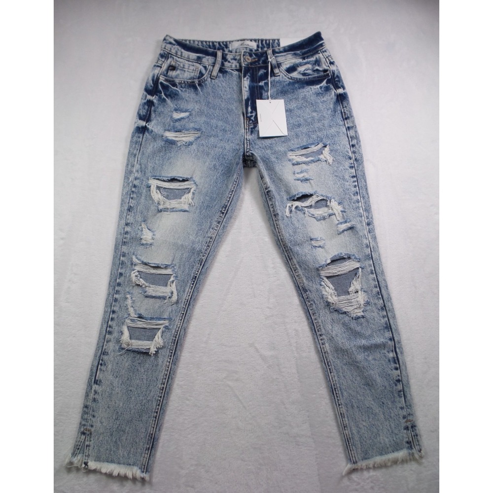 KanCan Jeans Womens Size 5/26 Blue Denim High Rise Ankle Skinny Distressed NWT‎